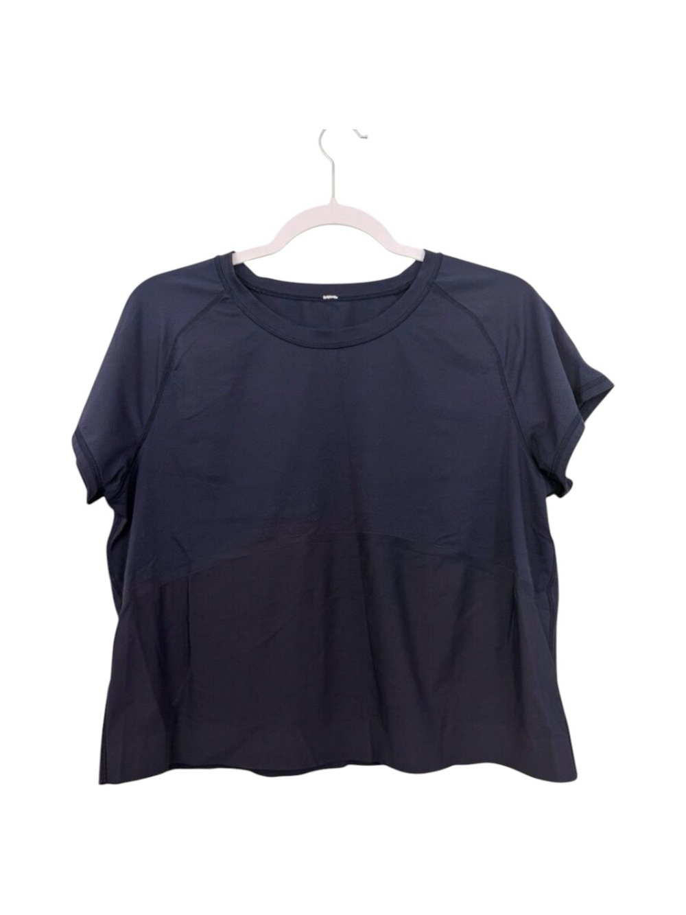 Lululemon Final Lap Short Sleeve Top Sz M Navy Blue Cropped